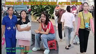 Migrant Workers go shopping after working and poverty life in Phnom Penh | walk tour 4K