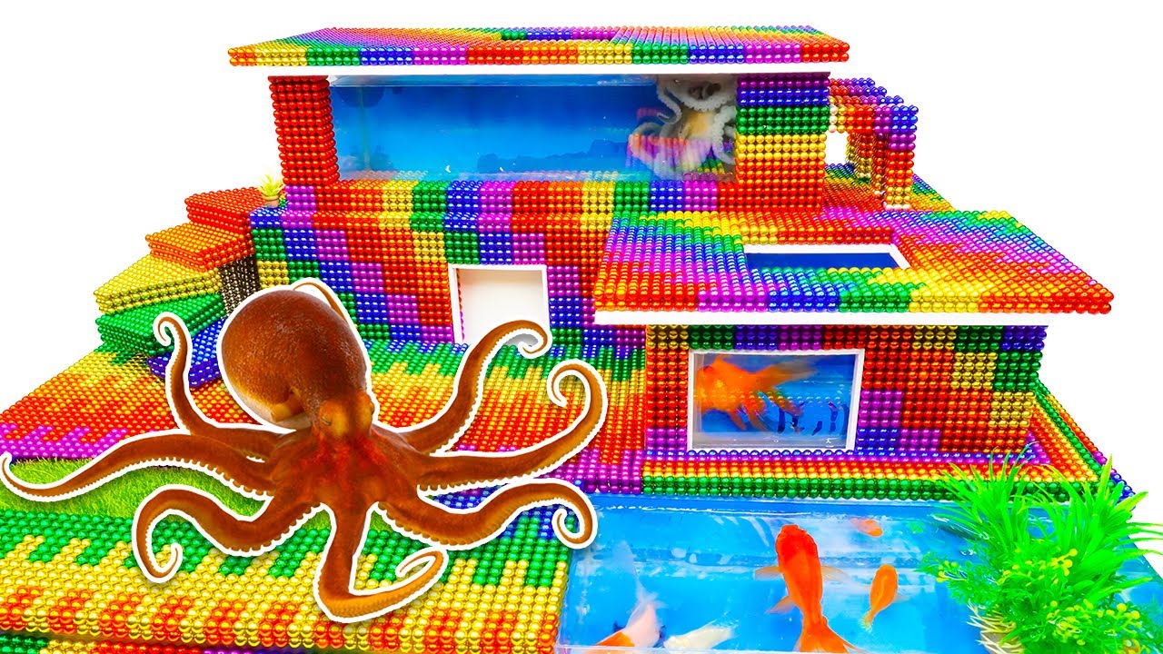 DIY - Build Amazing Modern Mansion Swimming Pool For Octopus From Magnetic Balls (Satisfying)