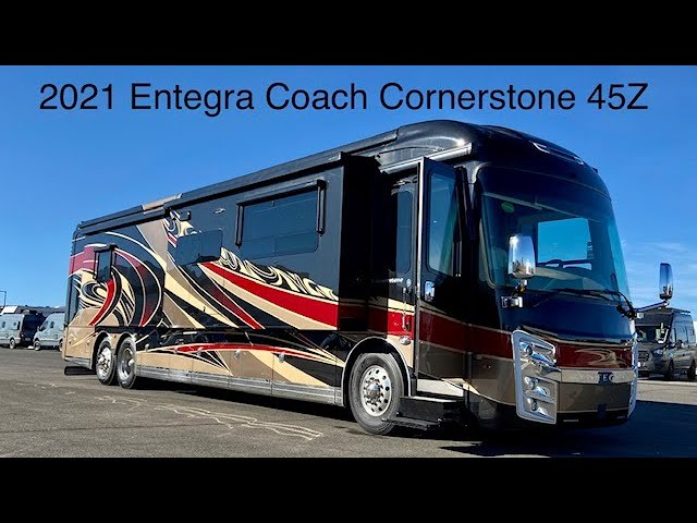 A preview image of the linked video showcasing 2021 Entegra Coach Cornerstone 45Z