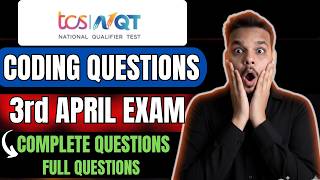 TCS Coding Questions Asked on 3rd April | TCS NQT Actual Coding Solutions | TCS NQT 2026