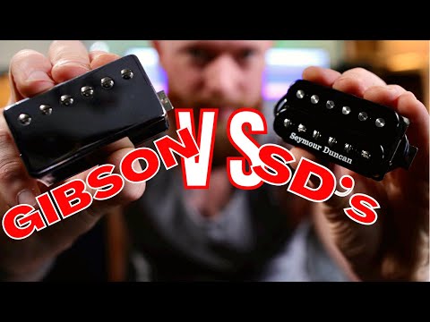 Seymour Duncan Hot Rodded Humbucker set vs stock Gibson Humbuckers - Gibson 490r and 498t