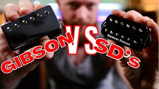 Video thumbnail for Seymour Duncan Hot Rodded Humbucker set vs stock Gibson Humbuckers - Gibson 490r and 498t by Pherotone Studios
