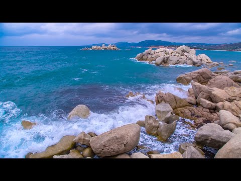 Relaxing Waves On a Rocky Shore of Corsica, Background Ocean Sounds for Yoga, Meditation, Exercising