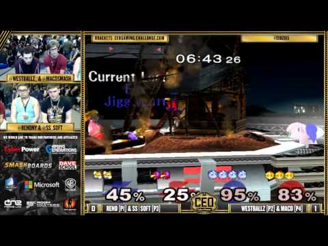 CEO 2015 - Westballz & MacD Vs. Reno & SS | Soft - SSBM Doubles Bracket - Smash Melee