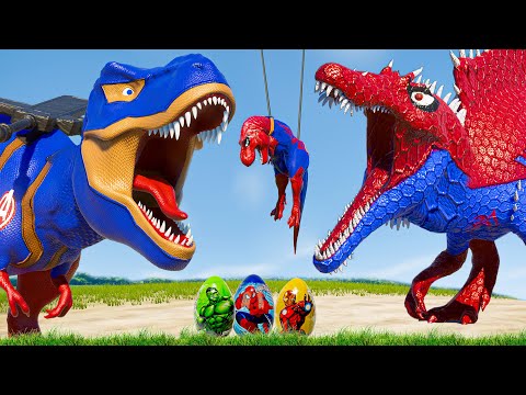 All Dinosaurs Fighting T-Rex vs Distortus Rex - Dinosaur Battle in Jurassic World Evolution