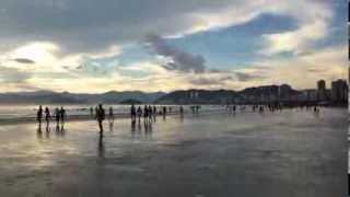 Jogging on the Beach in Santos Brazil
