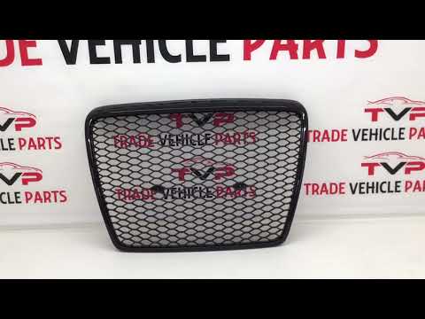 Fits Audi A6 C6 2004-2009 Front Main Grille Gloss Black Honeycomb Sport Badgeless video