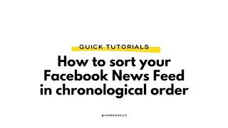 Sorting Facebook News Feed in Chronological Order