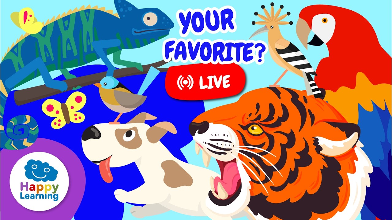 LIVE. 🐶🐱 These animals WIN OUR HEARTS! | Educational Videos for Children | @HappyLearningEN