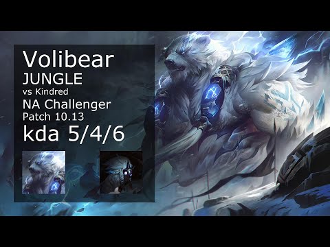 Volibear vs Kindred Jungle - NA Challenger 5/4/6 Patch 10.13 Gameplay
