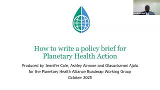 How to Write a Policy Brief for Planetary Health Action