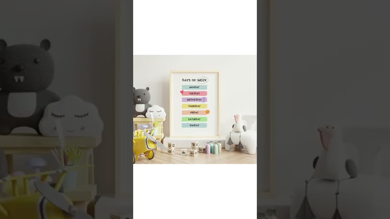 Days of the Week Poster, Montessori Wall Art, Playroom Educational Poster, Rainbow Nursery Print,