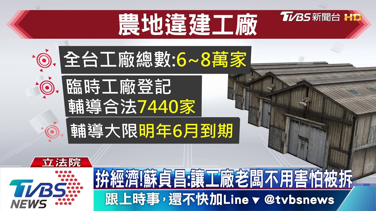 為選票? 蘇揆宣布農地違建工廠就地合法