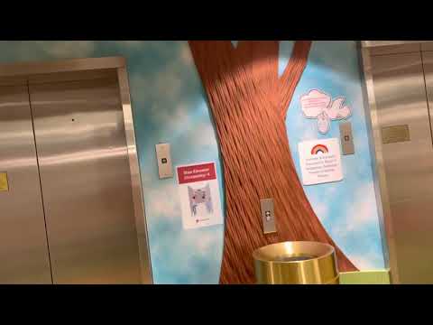 Samuel riding another elevator at Rainbow Babies in...