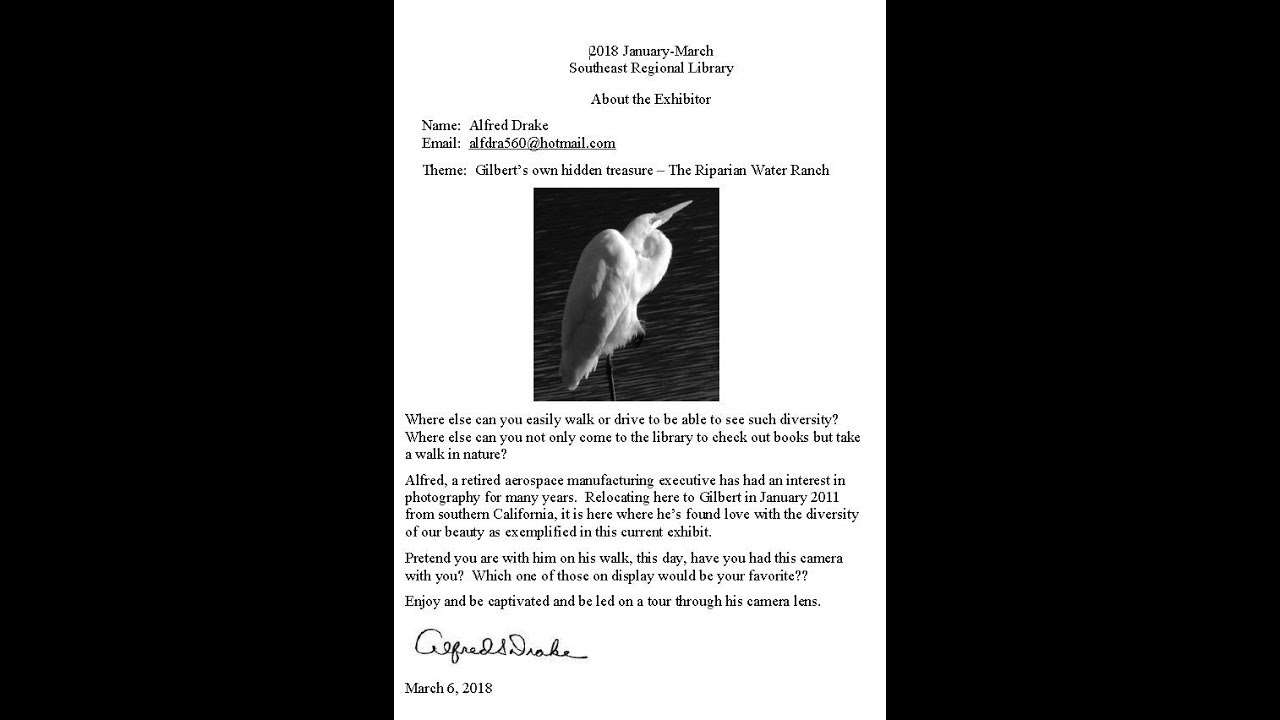 Gilbert Library Exhibit Jan-Mar - 2018