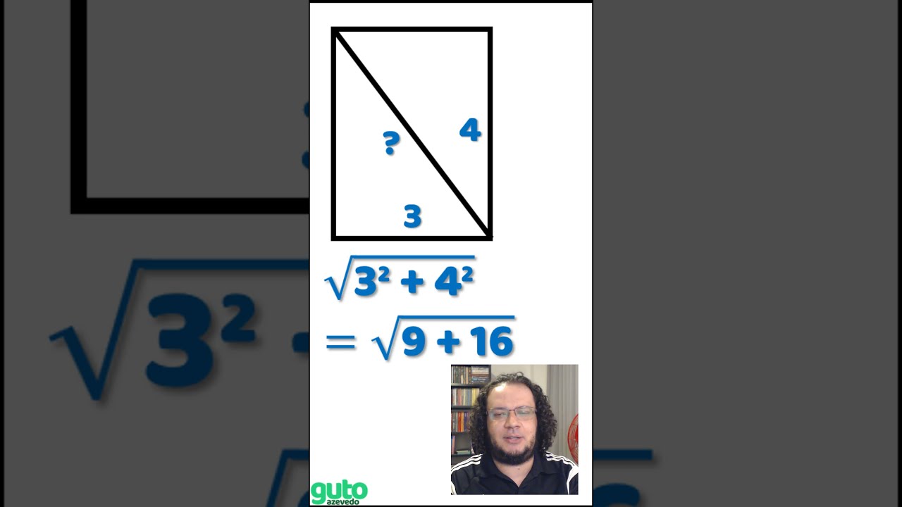 Como calcular a diagonal do retângulo Qual é a fórmula da diagonal do retângulo #shorts #gutoazevedo