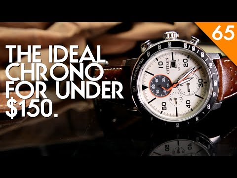 Citizen Men's Eco-Drive Weekender Brycen Chronograph Watch in Stainless Steel, Brown Leather Strap, Ivory Dial (Model: CA0649-06X) video review thumbnail