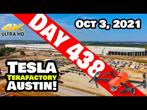 Tesla Gigafactory Austin 4K  Day 438 - 10/3/21 - Tesla Terafactory TX - BEAUTIFUL DAY AT GIGA TEXAS!