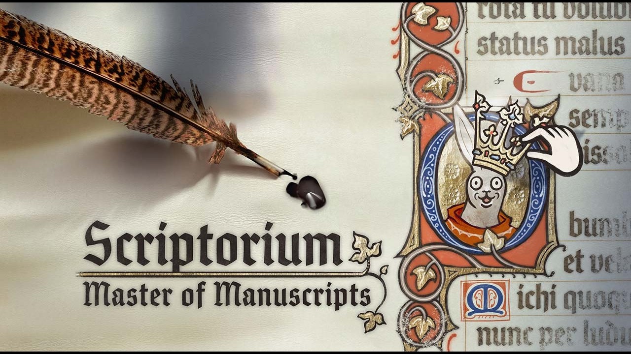 Promotional still showing illuminated manuscript creation in a medieval art workshop