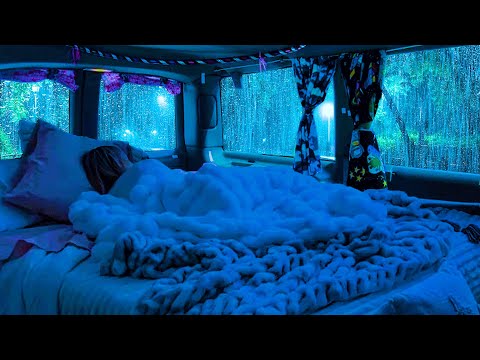 Rain Sounds for Sleeping ⚡ Sound Rain & Thunder on Cozy Car for Sleep Quickly, Improve Sleep Quality