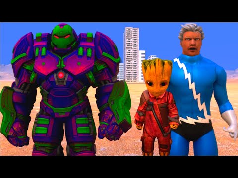 Baby Groot & Quick Silvers vs Hulkbuster - EPIC Fight