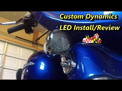 Custom Dynamics "Dynamic Ringz" LED Turn Signal Bullet Style Inserts On A Harley Davidson 2017 SGS