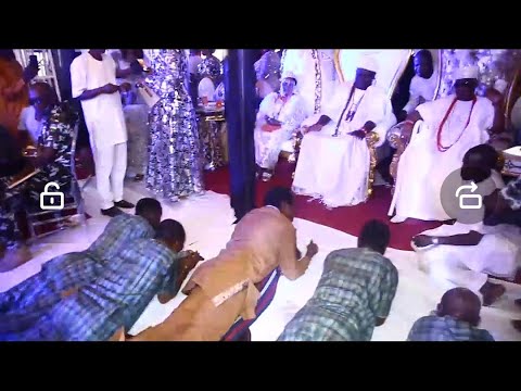 King Sunny Ade on the ground pay homage to Ooni of Ife Oba Adeyeye Ogunwusi