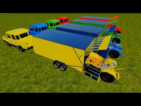 TRANSPORT OF COLORS ! TRANSPORTING MINI TRACTORS TO THE GARAGE WITH LAND ROVER PICKUP ! Farming 22