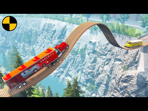 Cars vs Bulged Log Bridge 😱 BeamNG.Drive