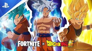Fortnite x Dragon Ball met en scène Son Goku, Vegeta, Bulma et Beerus | PS4, PS5