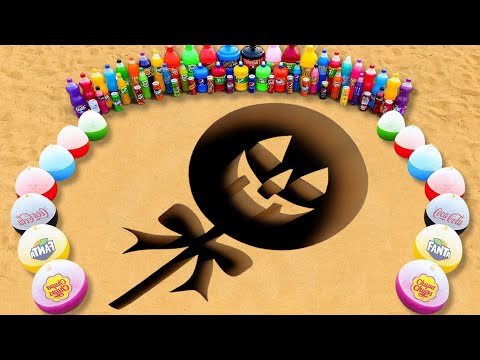 How to Make Halloween Pumpkin Lollipop pit with with Orbeez, Fanta, Mtn Dew, Coca Cola vs Mentos