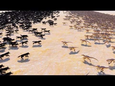 10,000 VELOCIRAPTORS VS 50,000 WOLVES - UEBS MODS - Ultimate Epic Battle Simulator