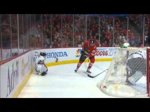 Viktor Stalberg launches Jake Muzzin June 1 2013 LA Kings vs Chicago Blackhawks NHL Hockey
