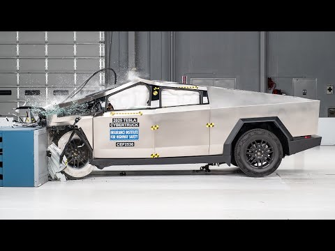 2025 Tesla Cybertruck updated moderate overlap IIHS crash test