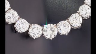 18k White Gold Round Diamond Tennis Necklace TDW = 43.19 ct 17 Gorgeous