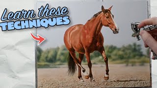 PAINTING a Horse & Landscape Scene | New Airbrush Painting Tutorial