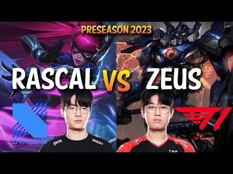 DRX Rascal vs T1 Zeus - IRELIA vs AATROX Top - KR Ranked