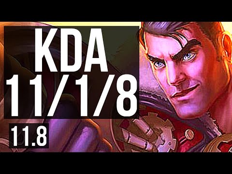 JAYCE vs RIVEN (TOP) | 11/1/8, 6 solo kills, 1000+ games, Legendary | BR Diamond | v11.8