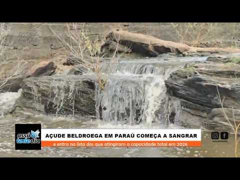 Açude Beldroega em Paraú começa a sangrar e entra na lista dos que atingiram a capacidade total em 2