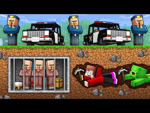 JJ and Mikey Saved Villagers From the Underground Prison in Minecraft (Maizen)