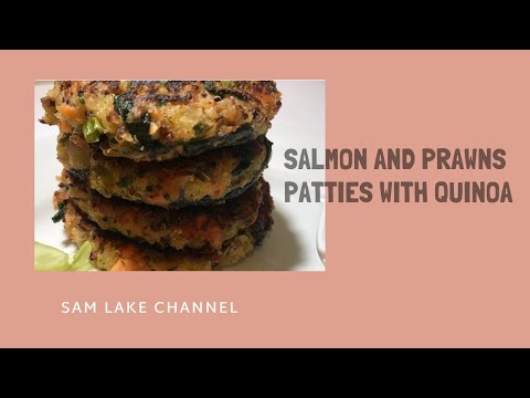 SALMON AND PRAWNS QUINOA PATTIES | GARLIC SAUCE RECIPE