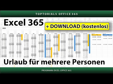 Urlaub für mehrere Personen im Kalender farbig markieren | Excel 365 Tutorial