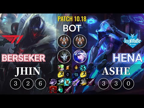 T1 Berseker Jhin vs hyF Hena Ashe Bot - KR Patch 10.18