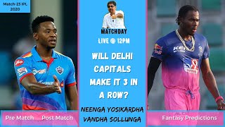 Match Day Live with Cheeka | Match 24 IPL 2020 DC vs RR | Pre Match, Post Match, Fantasy Predictions