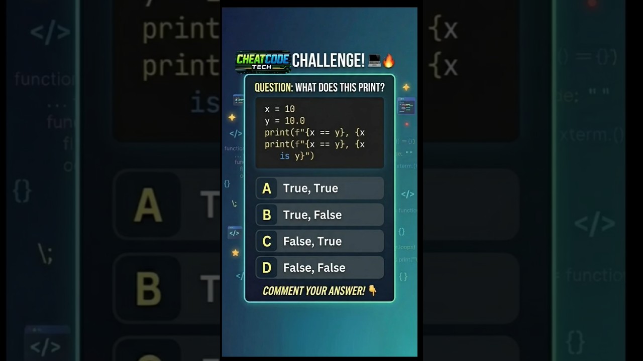 Stop using 'is' until you watch this... #Python ​#Shorts #Python #Coding #TechHack #WebDev #2026Tech