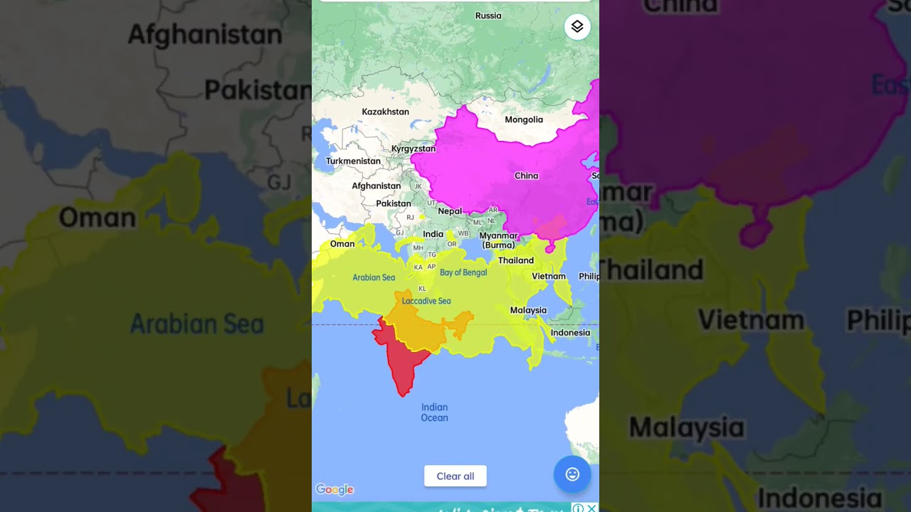 Size comparison of India And Russia