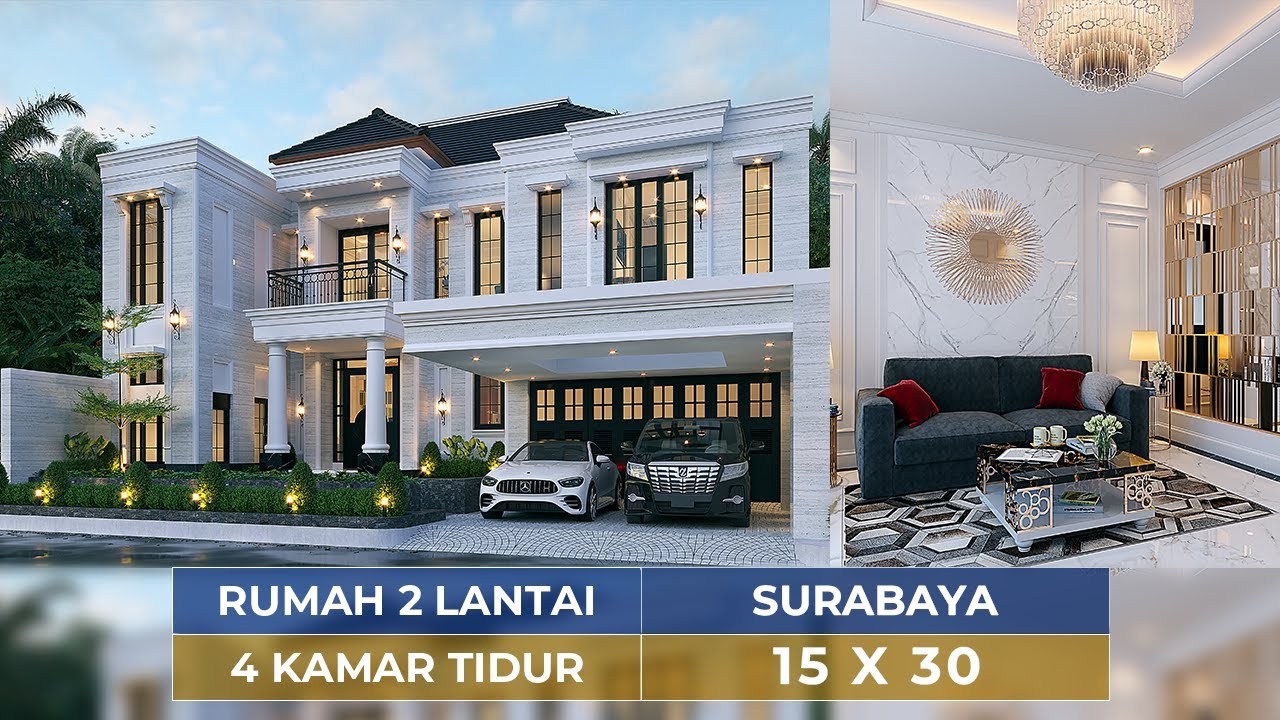 Video 3D Desain Rumah Klasik 2 Lantai Ibu JLI 1446 - Surabaya