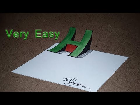 Very Easy | How to Draw 3D Floating Letter H On Paper | Easy Drawing 3D Latter | Trick Art | Graphic