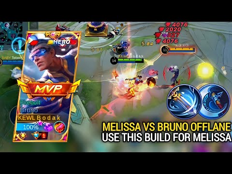 HOW TO COUNTER MELISSA OFFLANE (use this build for Melissa) | BRUNO BEST BUILD AND EMBLEM MLBB