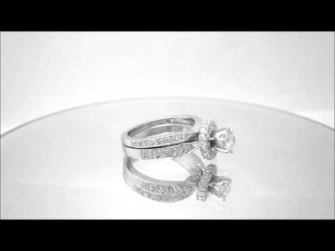 ROUND CUT DIAMOND ENGAGEMENT RING & BAND DECO 1.45CTW - KNR INC - 794